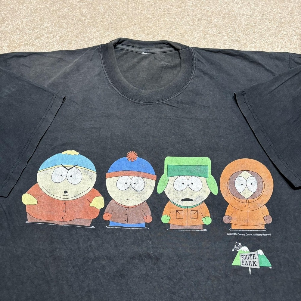 Vtg South Park Shirt Mens XL Faded Black Cartman Stan Kyle Kenny 1998 90s Tee
